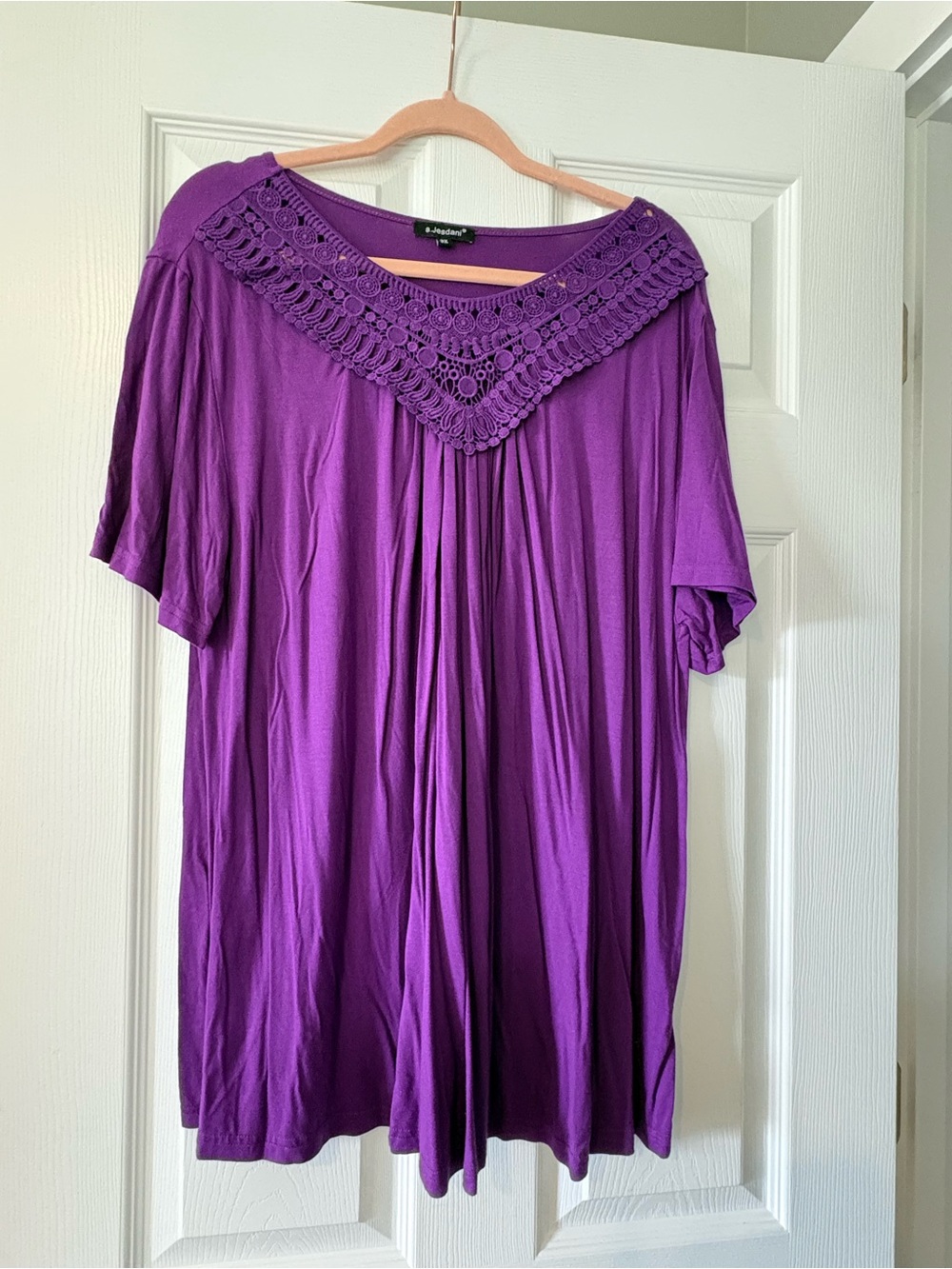 Jenni Purple Crochet Yoke Tunic Top